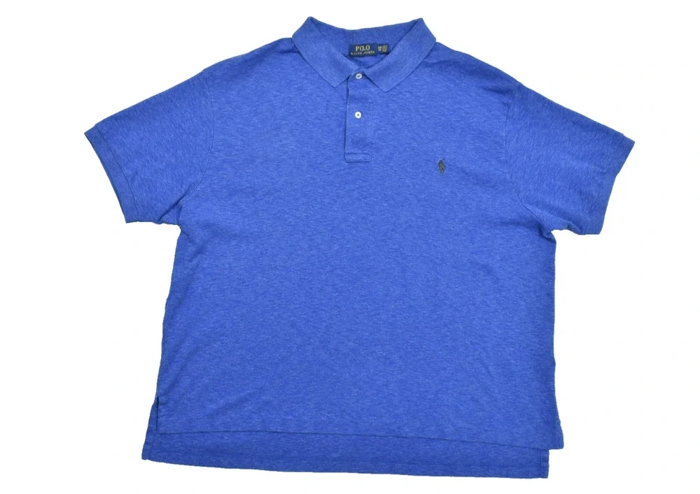 Polo Ralph Lauren Shirt Men 2XB Blue Heather Short Sleeve Cotton Big & Tall Pony